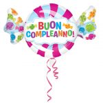 palloncino buon compleanno a forma di caramella